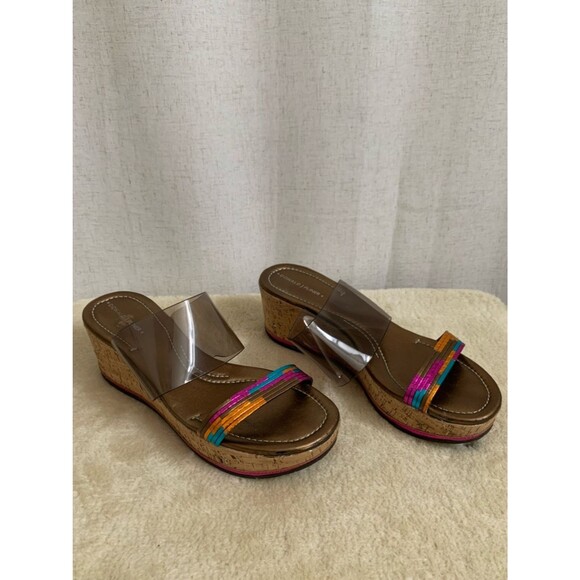 Donald J. Pliner Shoes - Donald J Pliner Sabrina Cork Rainbow Clear Strap Wedge Sandals Multicolor Accent